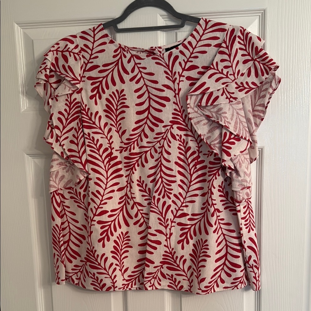 Who What Wear Red and White Blouse